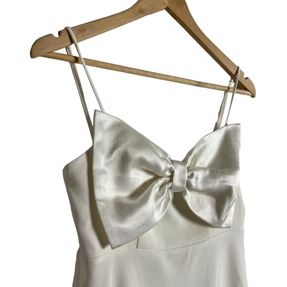 RIXO Bridal Libby Ivory Satin Bow Sleeveless Mini Dress Size XS - Picture 7 of 15